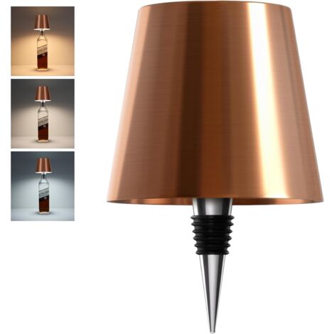 Lampe bouteille rechargeable avec 3 modes d'éclairage de couleur, éclairage LED sans fil pour comptoir de bar et décoration intérieure, élégante finition or champagne.