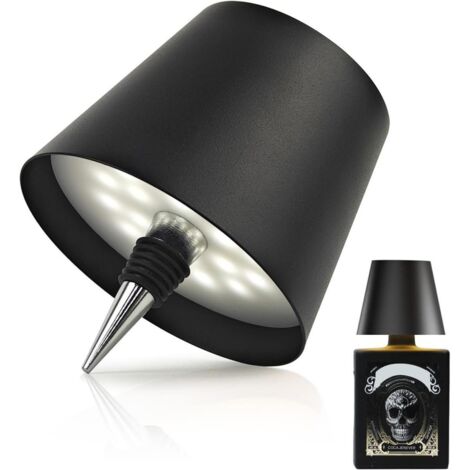 Lampe bouteille rechargeable-Lampe table sans fil-Commande tactile-Intensité réglable-Convient aux salons et salles à manger-Noir
