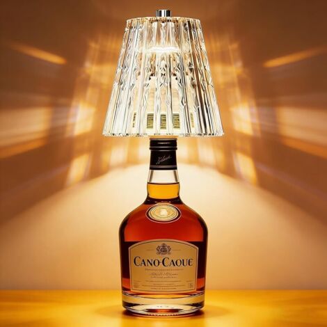 Lampe Bouteille Sans Fil Rechargeable par USB – Abat-jour en Cristal Transparent, 3 Couleurs par Touche avec Graduation Fluide – Décoration Intérieure pour Bar, Cuisine, Séjour et Soirée
