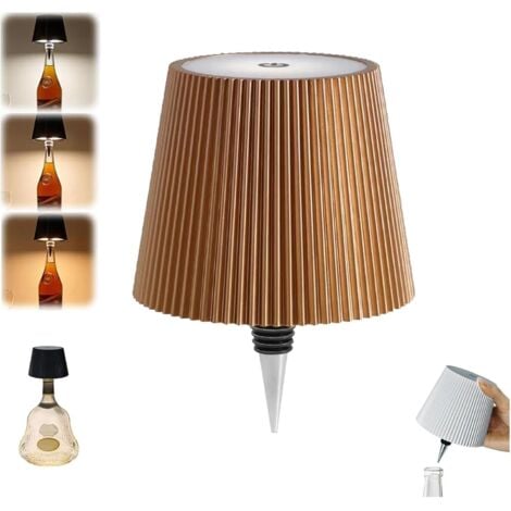ODIPIE Lampe Bouteille Sans Fil,Lampe de Table Sans Fil Rechargeable 1200mAh, Lampe led Decoration Moderne, Lampe De Table Tactile Sans Fil Pour Bar Restaurant Accessoires et Décorations (Or rayé)