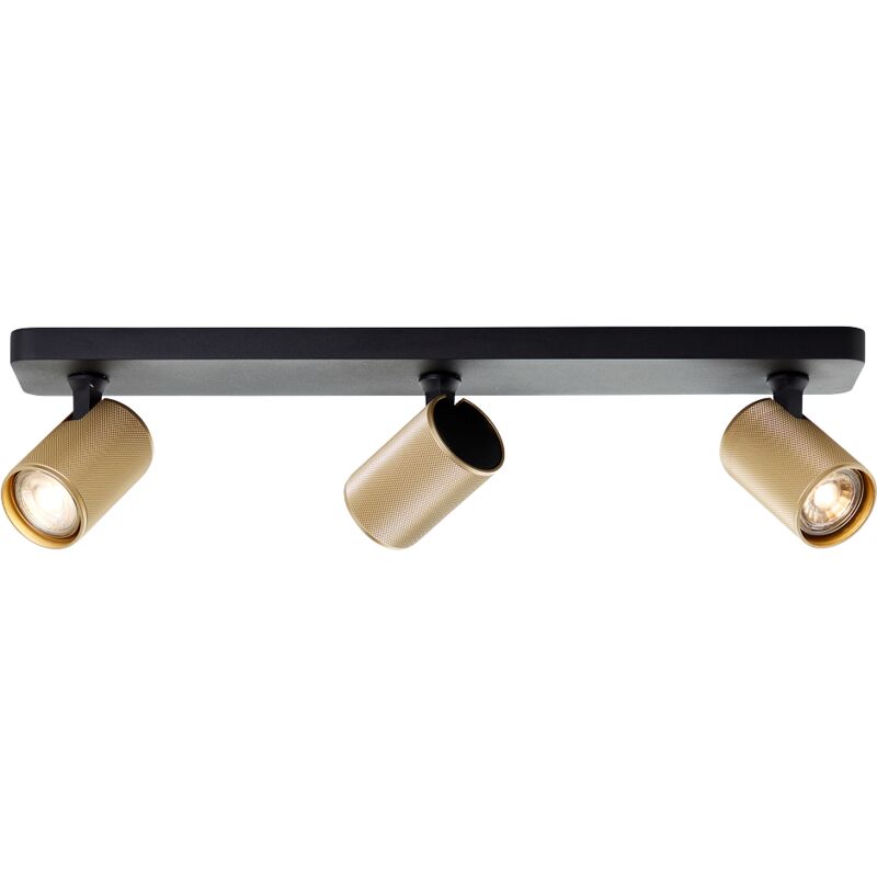 Lampe brillante Spot barre LED Marty 3 ampoules sable noir/métal doré mat/or bambou 3x GU10, 10 W, ampoules LED incluses et remplaçables