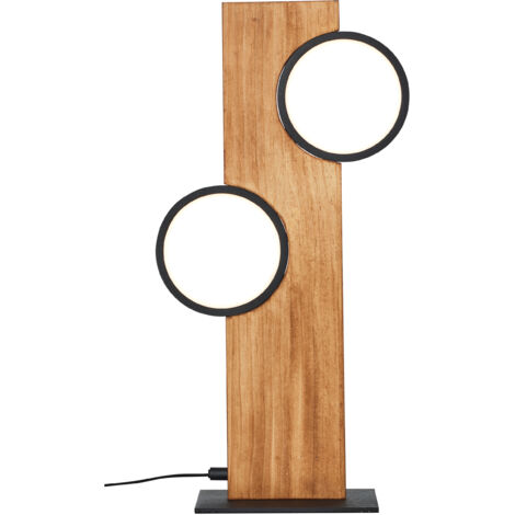Lampe Brilliant Cheesy Lampe de table LED 40cm noir mat/bois métal marron 12 W LED intégrée