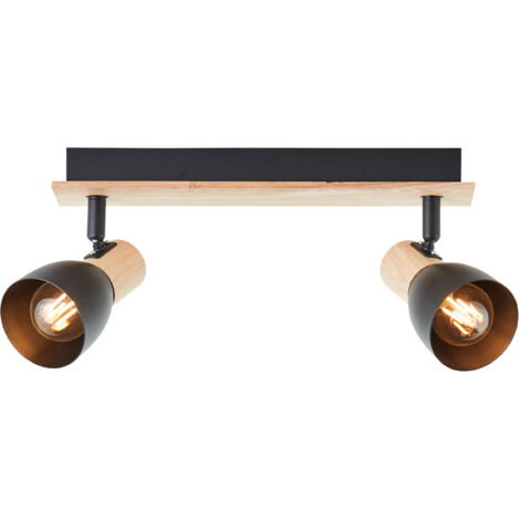Lampe Brilliant Daintree spot bar 2 lampes bois/aluminium noir marron 2x D45, E14, 28 W