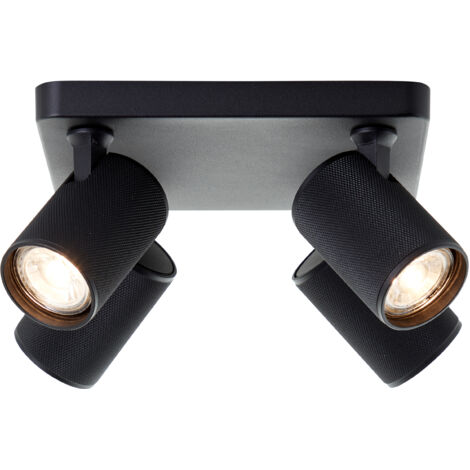 Lampe Brilliant Marty Spot LED plaque 4 ampoules sable noir noir 4x GU10, 10 W, ampoules LED incluses et remplaçables