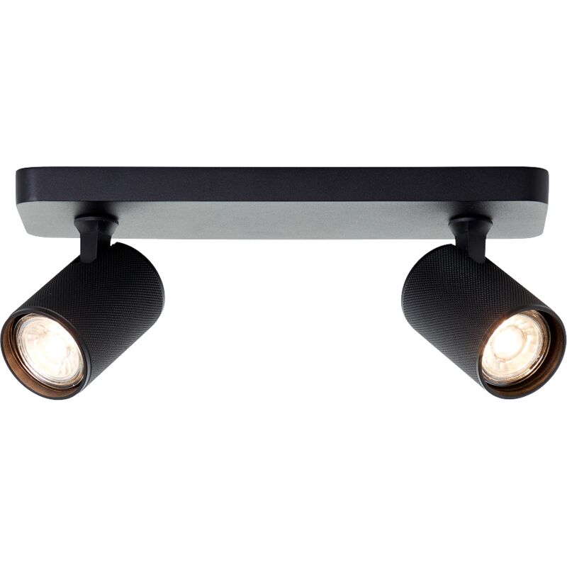 Lampe Brilliant Spot barre led Marty 2 ampoules sable noir métal noir 2x GU10, 10 w, ampoules led incluses et remplaçables Lampe Brilliant Spot barre led Marty 2 ampoules sable noir métal noir 2x GU10, 10 w, ampoules led incluses et remplaçables