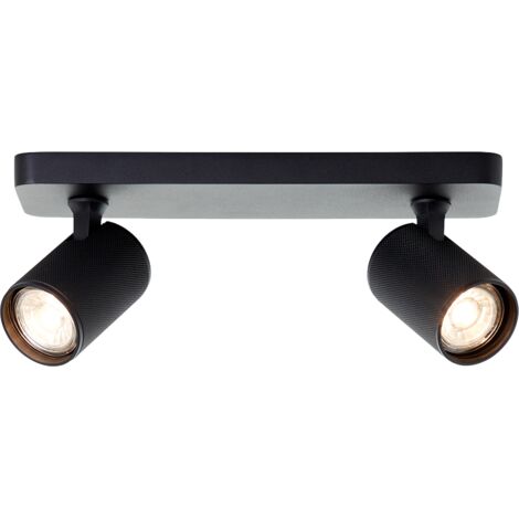 Lampe Brilliant Spot barre LED Marty 2 ampoules sable noir métal noir 2x GU10, 10 W, ampoules LED incluses et remplaçables