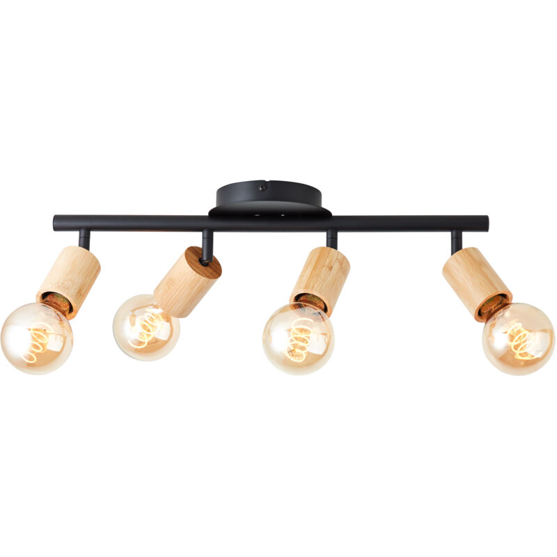 Lampe Brilliant Tiffany spot tubes 4 ampoules noir mat/marron naturel 4x A60, E27, 28 W