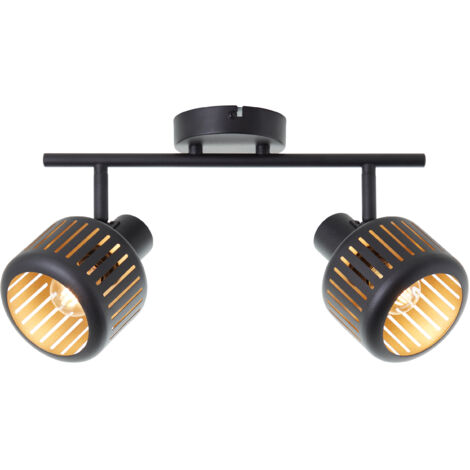 Lampe Brilliant Tyas spot tube 2 lampes noir or aluminium/plastique noir 2x D45, E14, 28 W