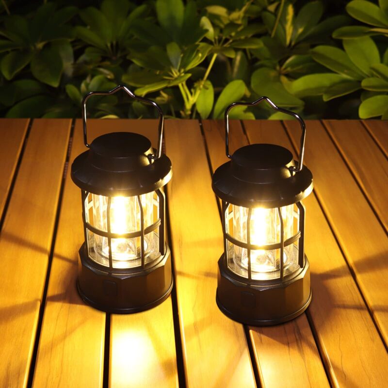 Lampe Camping Battant la Batterie, Lot de 2 de Lanterne Camping Lightmness Dimmable, Portable Lampe de Camping Imperméables IPX4, pour le Camping,