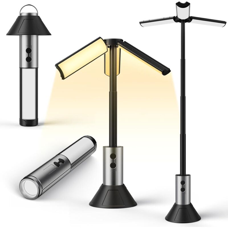 Lampe Camping, Lanterne Camping Rechargeable, LED Rétractable Lampe Camping Rechargeable, Eclairage Camping Portable Lampe Tente pour Camping, Pêche