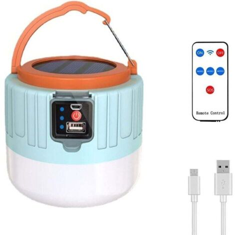 Lampe Camping Solaire 800 Lumens Lanterne de Camping Rechargeable avec Télécommande Charge Solaire 3 Modes D'éclairage