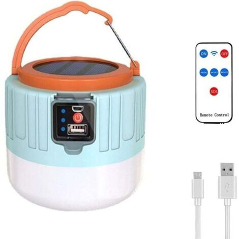 Lampe Camping Solaire 800 Lumens Lanterne de Camping Rechargeable avec Télécommande Charge Solaire 3 Modes D'éclairage