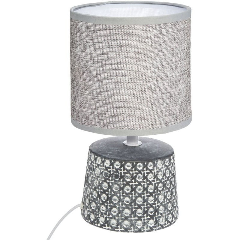 Lampe cannage en céramique "Yojoa" - Gris - H 23 x D 13 cm - Livraison gratuite