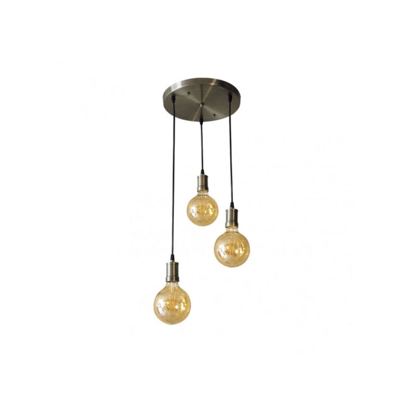 Fabrilamp Lampe Celso 3xe27 Cuir/ambar Ampoules incluses 24w 2700k 2250lm Regx36x36 Cm