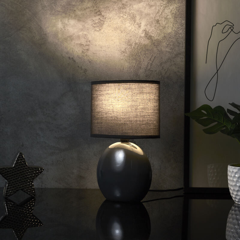 Lampe Ceramique Ovale Gris Antracite H30cm Lampe Ceramique Ovale Gris Antracite H30cm