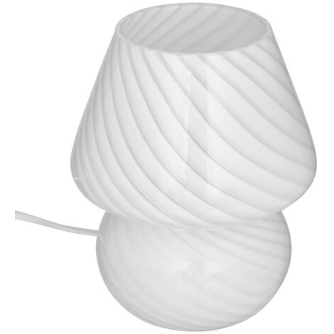 Lampe champignon Cara 18 cm verre blanc Atmosphera