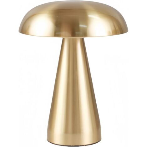 Lampe champignon dorée rechargeable – veilleuse tactile avec gradation pour bureau ou chambre, design élégant en métal doré