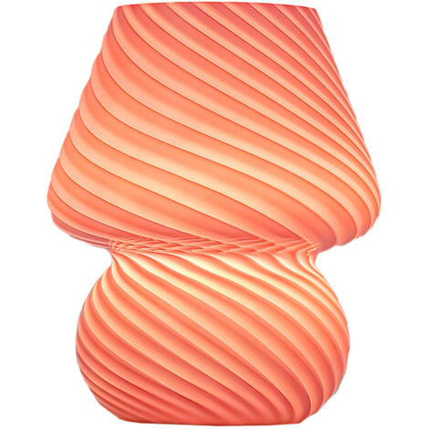 Lampe champignon, lampe de chevet champignon en verre, petite lampe de chevet rayée, lampe tourbillon