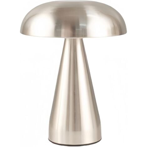 CLENF MALL Lampe Champignon LED Dorée – Lampe de Table Rechargeable et Tactile à Intensité Variable, Veilleuse Design Moderne pour Bureau et Chambre – Silver