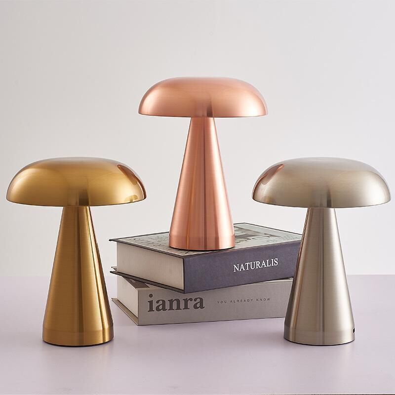 Lampe Champignon，Lumière Champignon Doré，Lampe De Table Rechargeable pour Bureau De Chambre À Coucher，veilleuse À Gradation Tactile avec Fonction De
