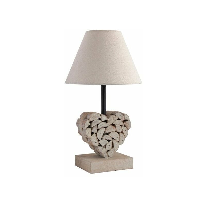Seynave - Lampe Charme Romantique Bois Bois Naturel Carlita