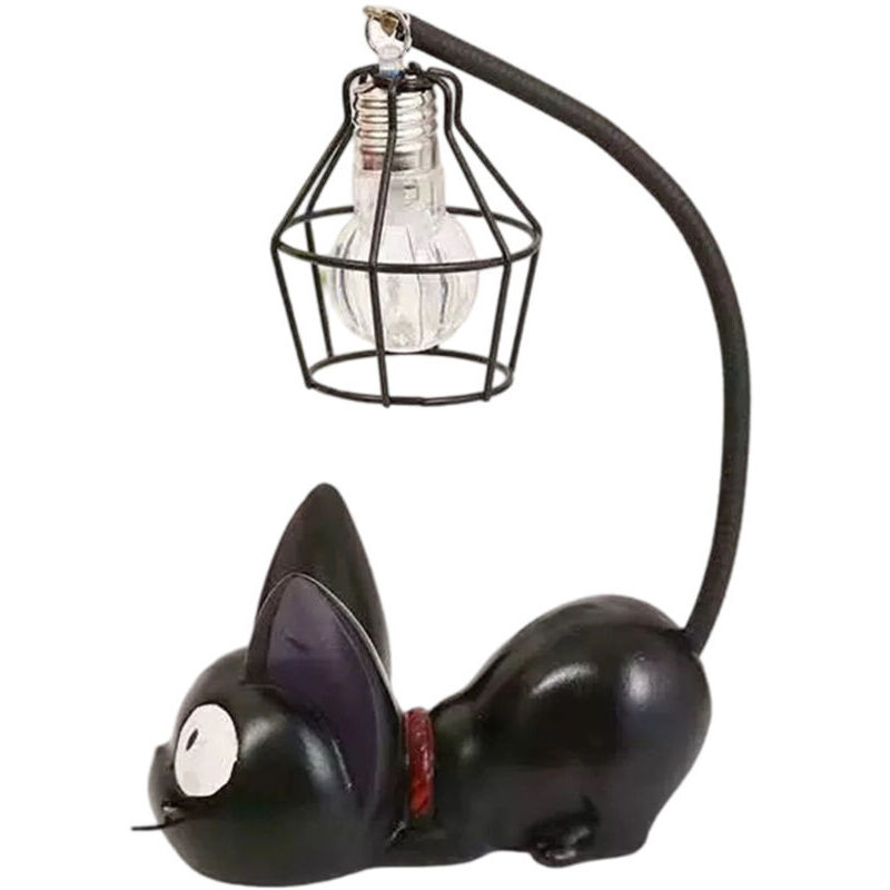 Lampe chat, veilleuse chat, lampe chat noir mignonne, lampe de bureau, lampe de table LED en résine pour enfants, lampe Totoro, résine artificielle,
