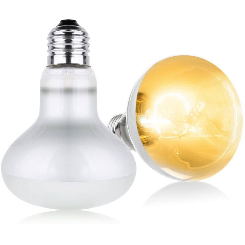 Lampe Chauffante, 2 pcs 100W Lampe Chauffante Tortue, UVA E27 Spiral Lampe Reptiles, Silver Plated Glass Ampoule Lamp Chauffante Tortue pour Tortue