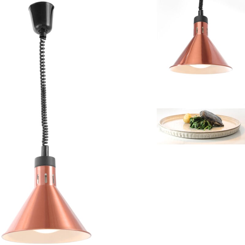 Lampe chauffe-plats suspendue conique cuivre 250W
