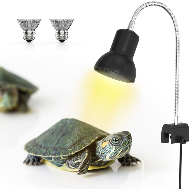 Lampe Chauffante Avec Support Uva Uvb 25W Avec Pince Pivotante A 360 Degre Et Adaptateur Secteur Pour Reptiles, Lezard, Aquarium De Tortue Snak, Eu