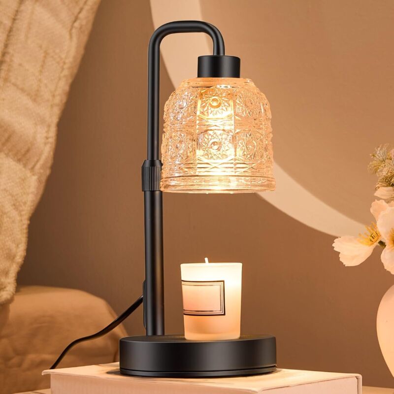 Lampe Chauffante pour Bougies avec Minuteur et Hauteur Réglable - Chauffe-cire Réglable pour Bougies en Pot - Cadeau de Décoration pour la Maison