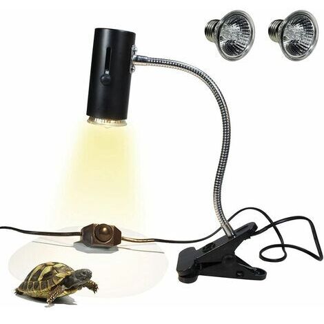 Lampe chauffante pour tortues, 1 ampoule UVA/UVB de 50 W, lampe chauffante infrarouge à pince pour terrarium avec support flexible de 30 cm.