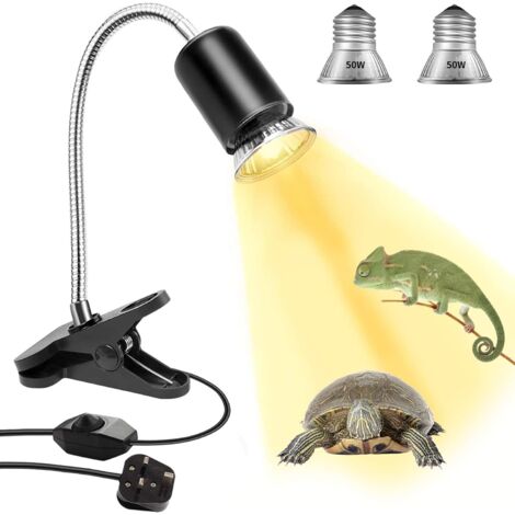 Lampe chauffante pour tortues (50 W + 50 W, prise européenne), lampe UVA/UVB E27 pour reptiles