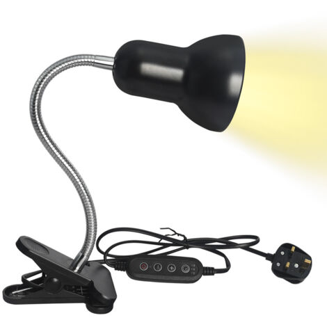 Lampe chauffante pour tortues, fixation par pince, lampe chauffante pour reptiles, lampe chauffante réglable pour aquarium, culot E27, chauffage pour animaux de compagnie (norme britannique)