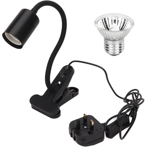 Lampe chauffante professionnelle à pince pour reptiles, réglable, UVA/UVB, douille longue, prise 220 V, noire