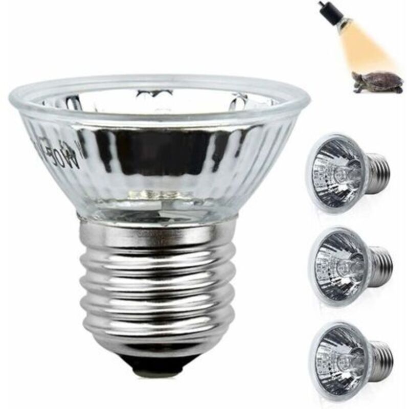 Lampe Chauffante Tortue 50W E27 Uva Uvb Ampoule À Spectre Complet Reptile Chauffage Ampoule Halogène Gradable Pour Lézard, Tortues D'Eau, Araignées,