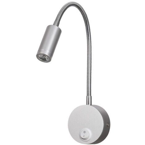 Lampe Chevet Murale 1 Lumières Applique Liseuse LED Col de Cygne Lumière 3W, 3000K Blanc Chaud Lampe de Lecture,argent