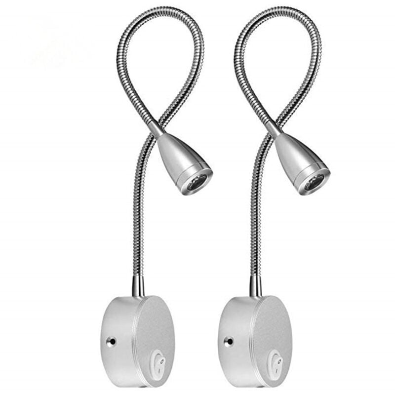 Lampe Chevet Murale 2 Pack Lumières Applique Liseuse led Col de Cygne Lumière 3W, 3000K Blanc Chaud Lampe de Lecture,argent