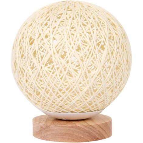 WOTEENORE Lampe chevet rotin LED rechargeable USB, abat-jour naturel, décoration chambre (beige)