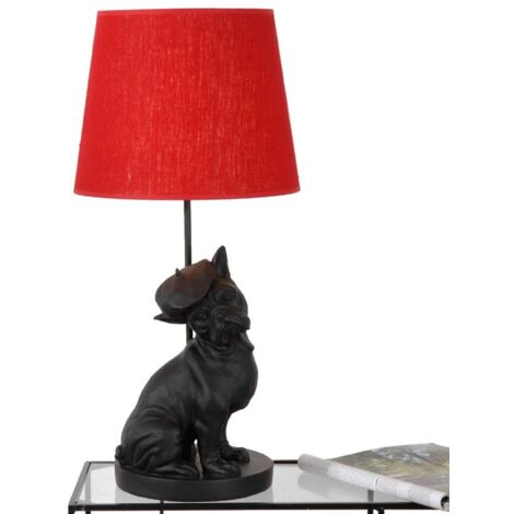 Lampe Chien et abat jour rouge