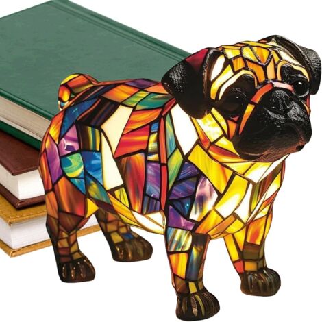 Lampe Chien Verre Teinté Lampe De Table Chien En Résine