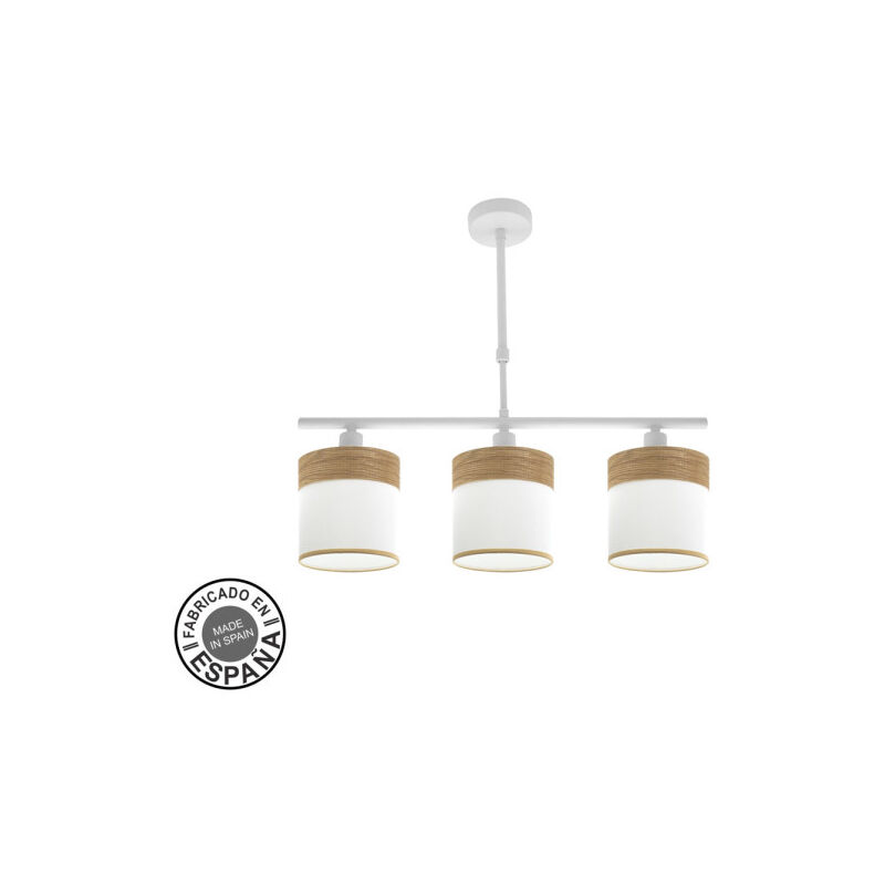 Fabrilamp - Lampe Cloe 3xe14 blanc/blanc/bois clair Regx55x14 cm Fabrilamp - Lampe Cloe 3xe14 blanc/blanc/bois clair Regx55x14 cm