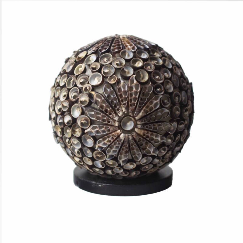 Ancient Wisdom - Lampe Coquillage Boho - Globe Torsadé Chocolat - 15 cm- Vendu par 1
