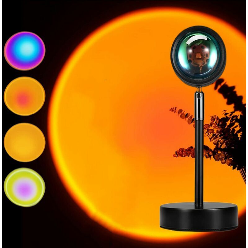 Lampe coucher de soleil Projecteur LED lampes de chevet Lampe de projection USB Lampe de table soleil coucher de soleil