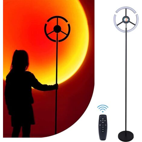 Lampe Coucher de Soleil Sunset Lamp Lampadaire LED Dimmable 2 en 1 Plafonnier Liseuse avec Télécommande, 14W RGB 5000lm, pour la diffusion en direct, la décoration de la maison, le tir créatif