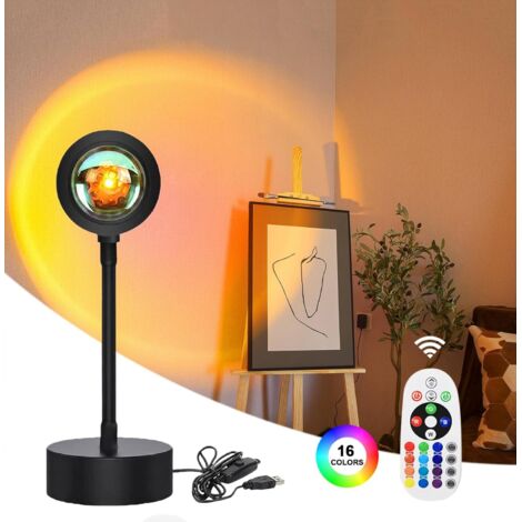 lampe coucher de soleil - Sunset Lamp Lampe Coucher de Soleil Veilleuse Led Chambre Neon Projecteur Lumiere Led Gaming Lampe de Chevet/Bureau Rgb Ambiance Decoration (RGB) [Classe énergétique A]