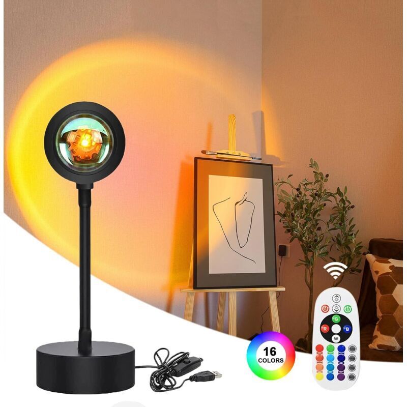 lampe coucher de soleil - Sunset Lamp Lampe Coucher de Soleil Veilleuse Led Chambre Neon Projecteur Lumiere Led Gaming Lampe de Chevet/Bureau Rgb