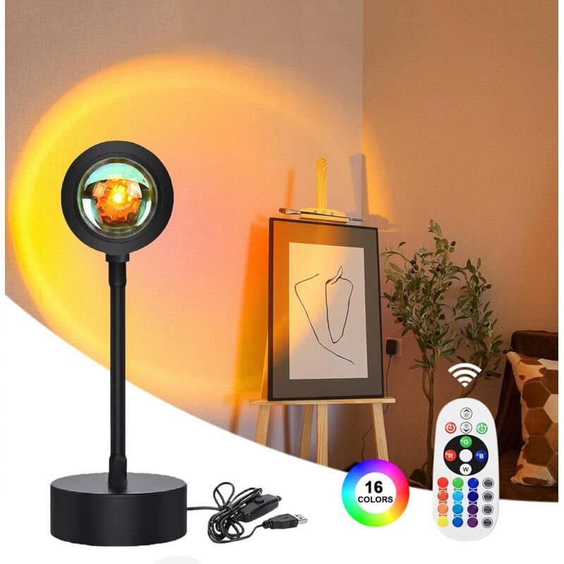 lampe coucher de soleil - Sunset Lamp Lampe Coucher de Soleil Veilleuse Led Chambre Neon Projecteur Lumiere Led Gaming Lampe de Chevet/Bureau Rgb