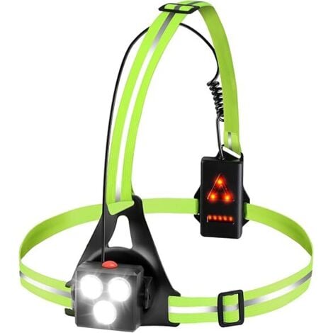 COAVAS Lampe Course à Pied - Lampe de Course à Pied LED Rechargeable par USB pour Poitrine, réglable à 120°,500 lumens,Éclairage pour Course avec Bandes réfléchissantes pour Jogging,Promenade,Sports Extérieu