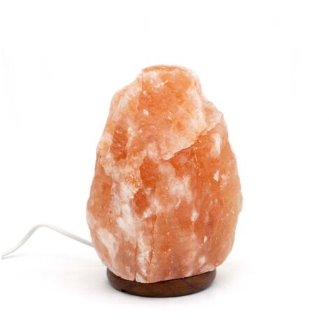 Lampe cristal de sel 4-7 kg – Socle en bois – Hauteur 8-18 cm – Ampoule 15 watts – Lumière douce apaisante – Bioelements