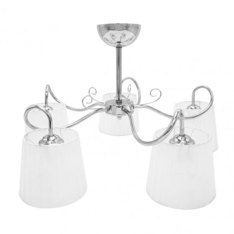 Lampe Cuzco chromée avec abat-jour blanc 5xe14 Fabrilamp